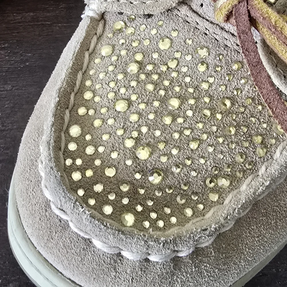 Sperry Top-Sider Leather Gold Sparkle Rhinestones Women's Size 8.5M - Picture 4 of 10